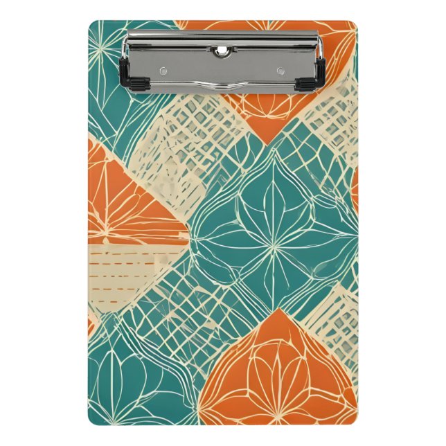 Mini Porte-bloc Teal, Orange, and Tan Abstract Flowers (Devant)