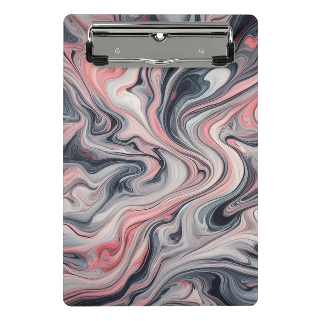 Mini Porte-bloc Teintes tourbillonnantes de rose, gris et blanc (Devant)