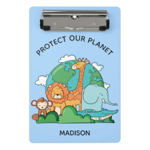Mini Porte-bloc Texte personnalisé Terre avec animaux