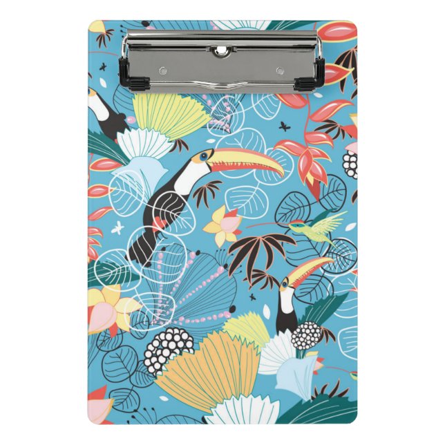 Mini Porte-bloc Texture tropicale avec des toucans et des colibris (Devant)
