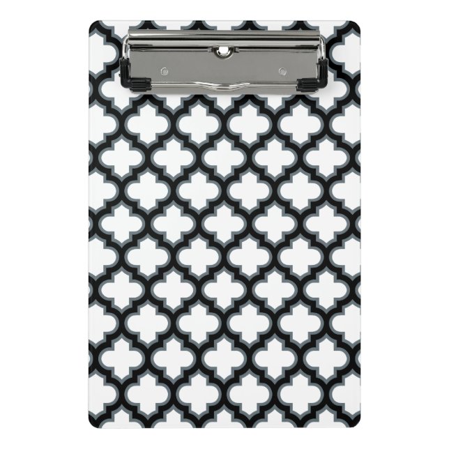 Mini Porte-bloc Trellis blanc et noir, treillis, Quatrefoil (Devant)