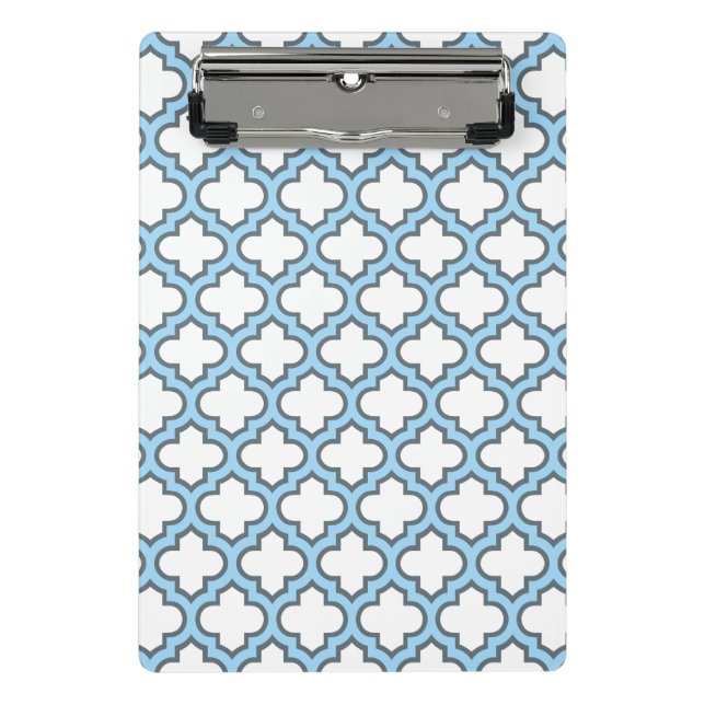 Mini Porte-bloc Trellis bleu blanc et bébé, treillis, Quatrefoil (Devant)