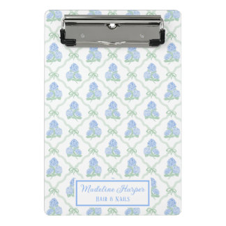 Mini Porte-bloc Trellis Préppy Arc Bow Hydrangeas Bleues & Vertes