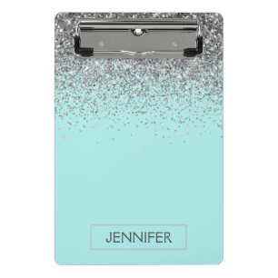 Mini Porte-bloc Turquoise Aqua Blue Silver Parties scintillant Gir