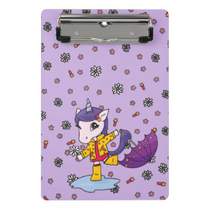Mini Porte-bloc Unicorne florale mignonne et simple violet