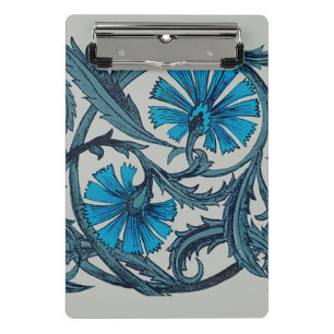 Mini Porte-bloc vintage bleu antique fleurs artisanat rustique