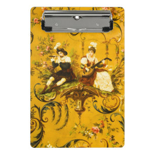 Mini Porte-bloc Vintage French Gold Yellow Toile Victorian Floral