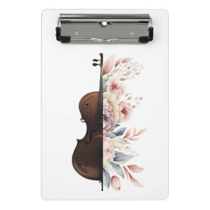 Mini Porte-bloc Violon aux fleurs.