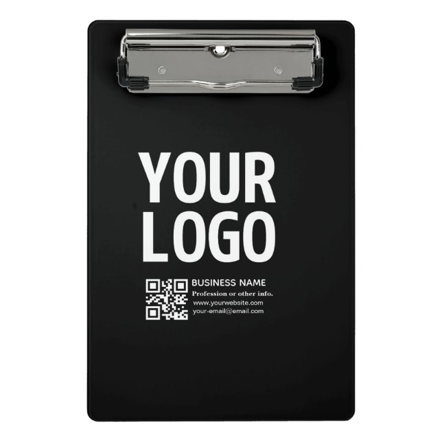 Mini Porte-bloc Votre logo avec code QR et texte modifiables  (Devant)