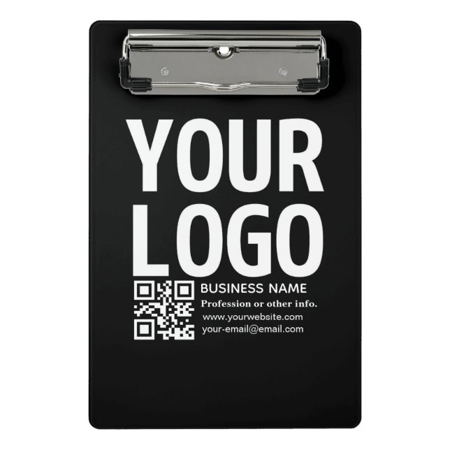 Mini Porte-bloc Votre logo avec code QR et texte modifiables  (Devant)