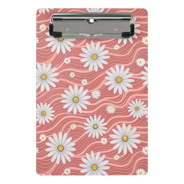 Mini Porte-bloc Wavy Pink Daisies (Devant)