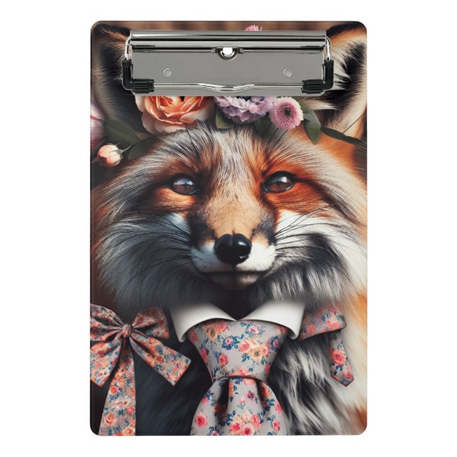 Mini Porte-bloc Wild fox wearing a tie cute  (Devant)