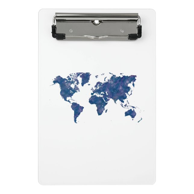 Mini Porte-bloc World map in watercolor (Devant)