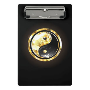 Mini Porte-bloc Yin Yang or sur noir