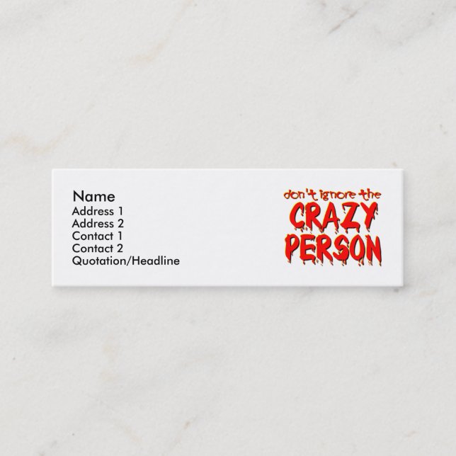 Mini Profil / Carte de visite drôle de personne folle (Devant)