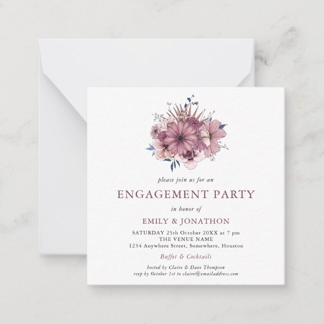 MINI | Purple Florals Engagement Party Invitation (Devant)