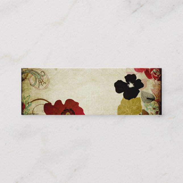 Mini Rétro carte de visite de fleurs (Devant)