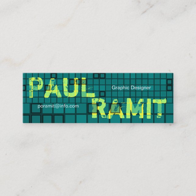 Mini Rétro carte de visite vert-foncé de mosaïque (Devant)