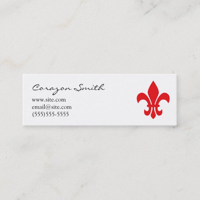 Mini Rouge Fleur de Lis Carte de visite fin (Devant)