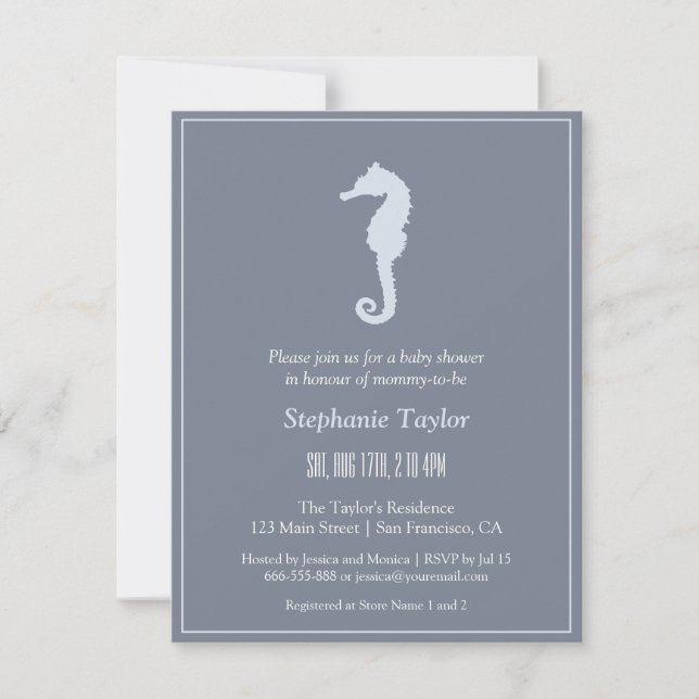 Mini Seahorse Ocean Baby Shower Invitations (Devant)