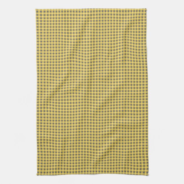 Mini serviette jaune et noire de contrôle de plaid (Vertical)