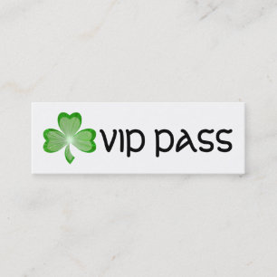 Mini Shamrock blanc 'VIP PASS' carte de visite maigre