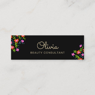 Mini signature noire Floral Carte de visite de scr