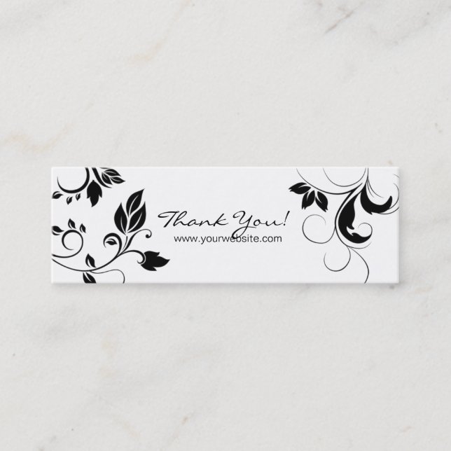 Mini Signet floral blanc noir 3 de carte de visite de (Devant)