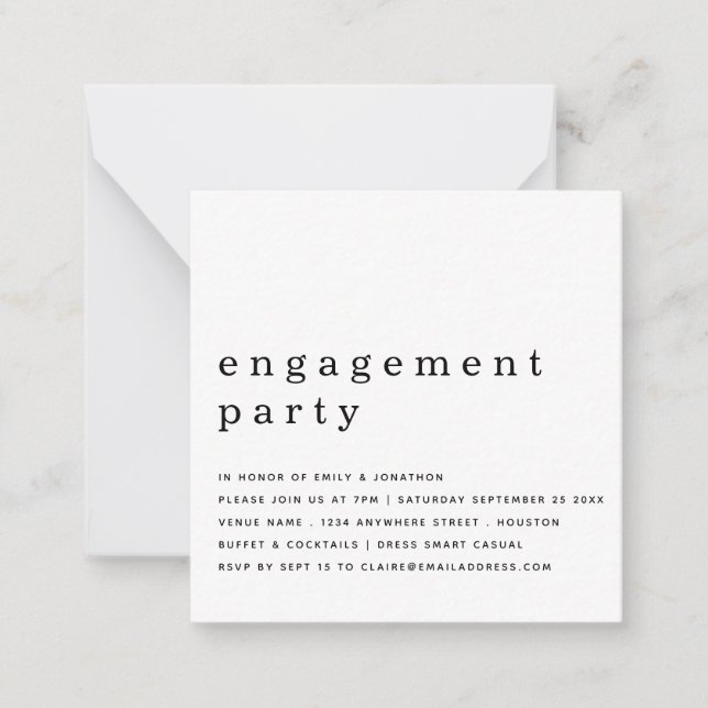 MINI Simple Black White Engagement Invitation (Devant)