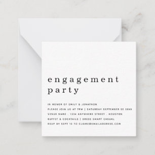 MINI Simple Black White Engagement Invitation