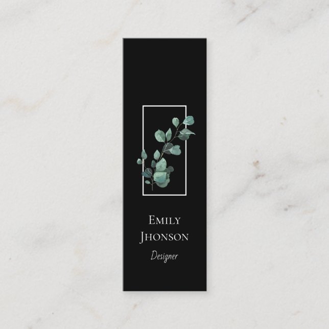 Mini Simple Elegant feuille noir Carte de visite (Devant)