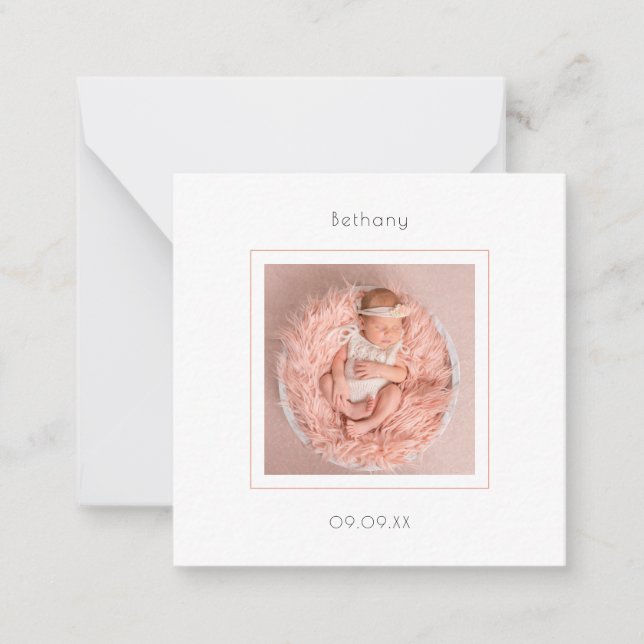 MINI Simple Photo Baby Girl Faire-part de naissanc (Devant)