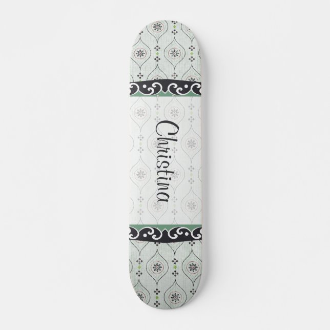 Mini Skateboard Blue Flowers Motifs (Devant)