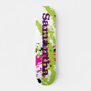 Mini Skateboard rose vert Paint Encre de Paint