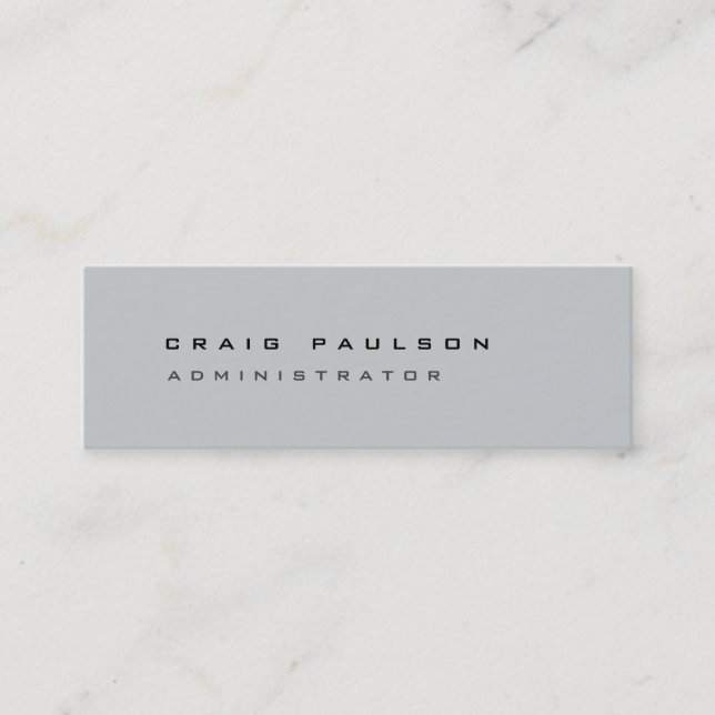Mini Slim Clean Carte de visite gris simple et élégant (Devant)