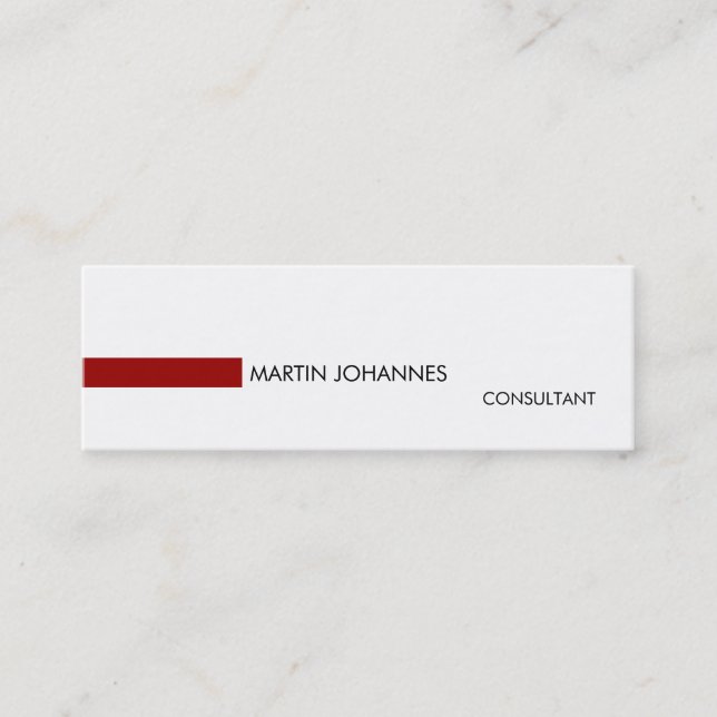 Mini Slim mince Carte de visite rouge noir blanc élégan (Devant)