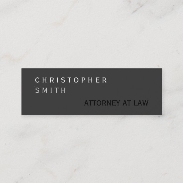 Mini Slim Modern Grey Attorney at Law Carte de visite (Devant)
