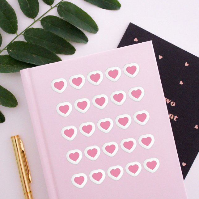 Mini Stickers Coeurs Rose (Mini Pink Hearts Stickers Set)