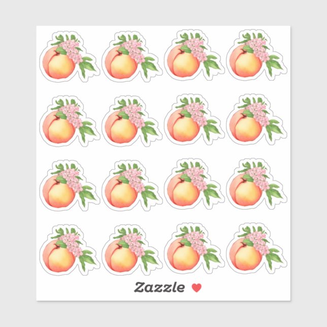 Mini Stickers Peach Blossom Watercolor (Feuille)