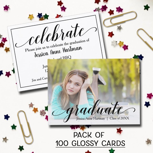 MINI Taille Graduation Glossy Photo Cartes Invitat (SOLD BY PACK OF 100 CARDS - MINI 3.5" x 2.5" Photo glossy graduation glossy invitations)