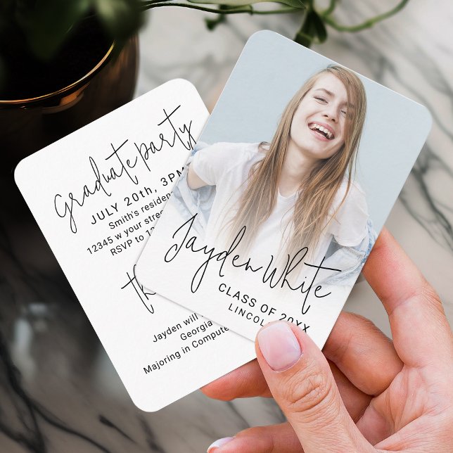 Mini Taille moderne Script photo Invitation de gra (Mini Size Modern Script Photo Graduation Invite
)