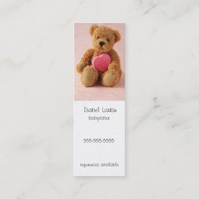 Mini Teddy bear i luv u carte de visite signet (Dos)