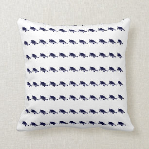 mini tortues BLEUES de la MARINE sur COUSSIN blanc