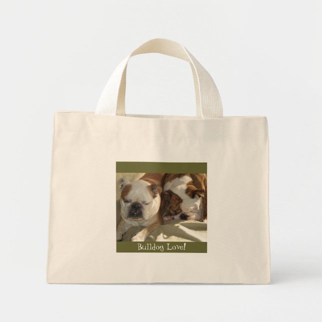 Mini Tote Bag Amour de Bulldog ! (Devant)