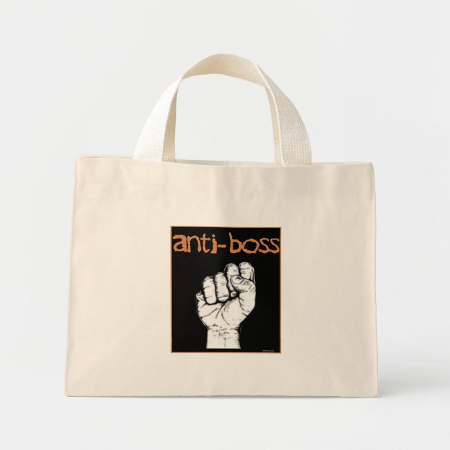 Mini Tote Bag Anti Boss esclaves salaires syndicaux droits syndi (Devant)