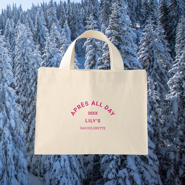 Mini Tote Bag Après toute la journée Hot rose Bachelorette Ski C (Créateur téléchargé)