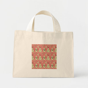 Mini Tote Bag Arbres de Noël rétro sucre de canne étoile aux bai