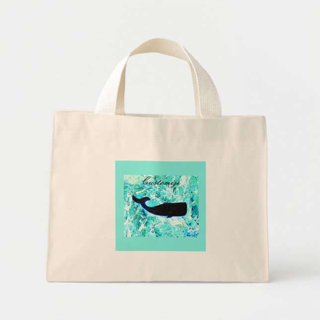 Mini Tote Bag baleine noire sous l'eau (Devant)