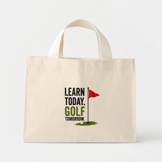 Mini Tote Bag Bébé golfeur citation drôle de golf (Devant)
