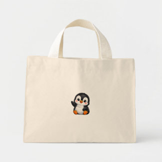 Mini Tote Bag Bébé manchot mignon faisant signe Personnage de de